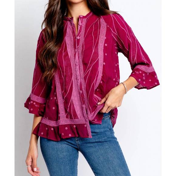 NEW JOHNNY WAS chamulla blouse in rose wine - Picture 1 of 1
